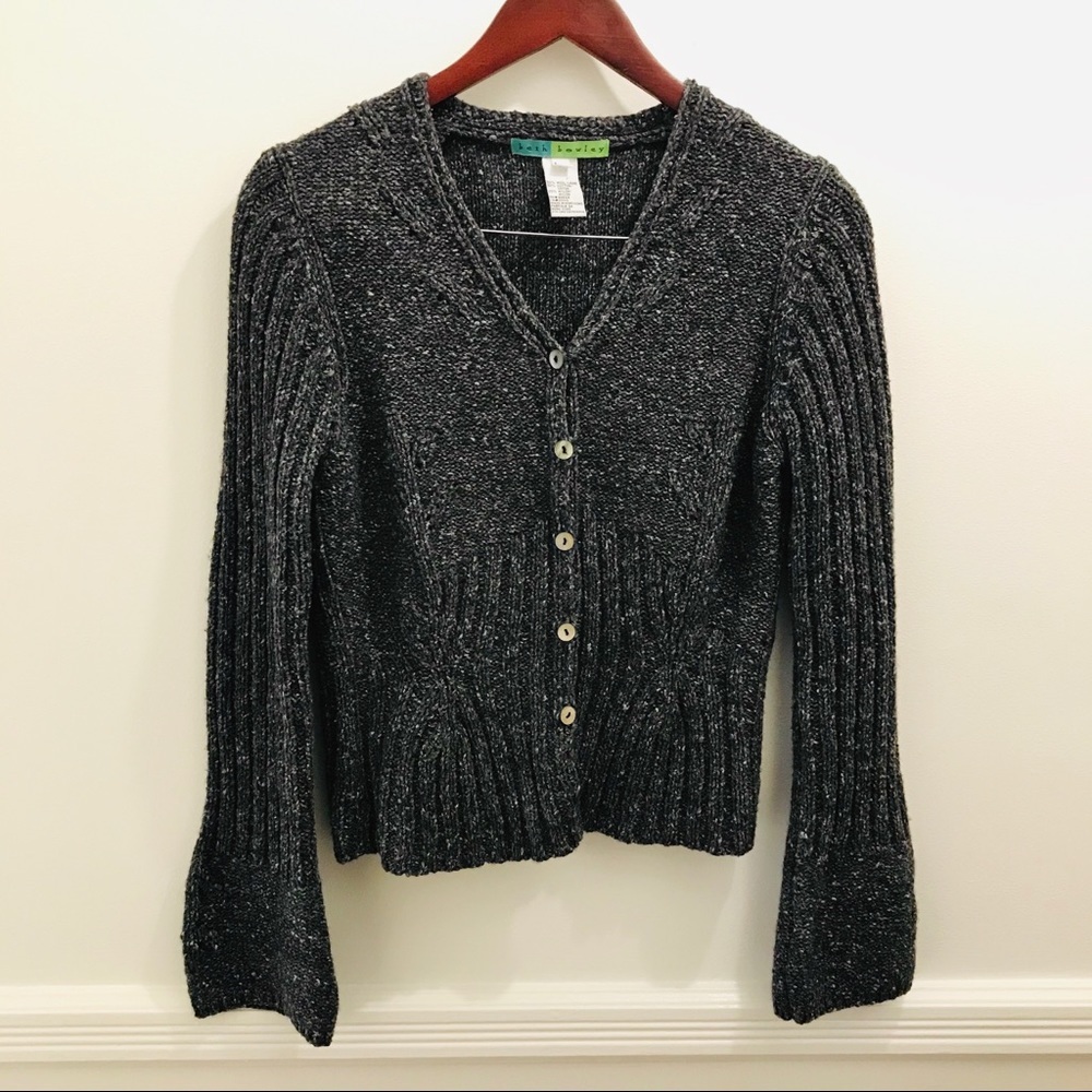 Beth Bowley Wool Cardigan Sweater Gray medium